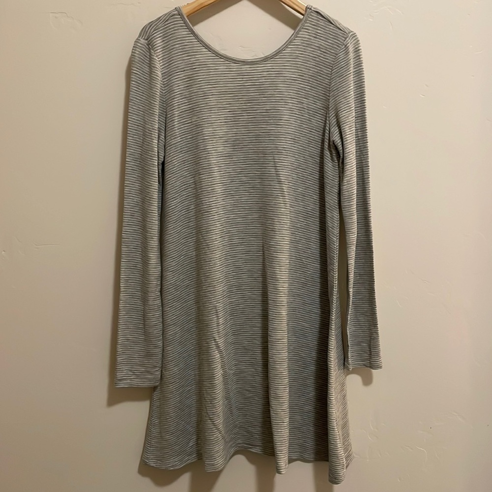 Long sleeve olive and oak striped dress